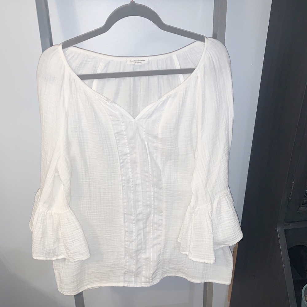 BeachLunchLounge White Flowing Bell Sleeve Shirt